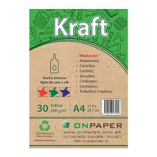 Papel Kraft Natural A4 200g com 30 Folhas-1751580073172