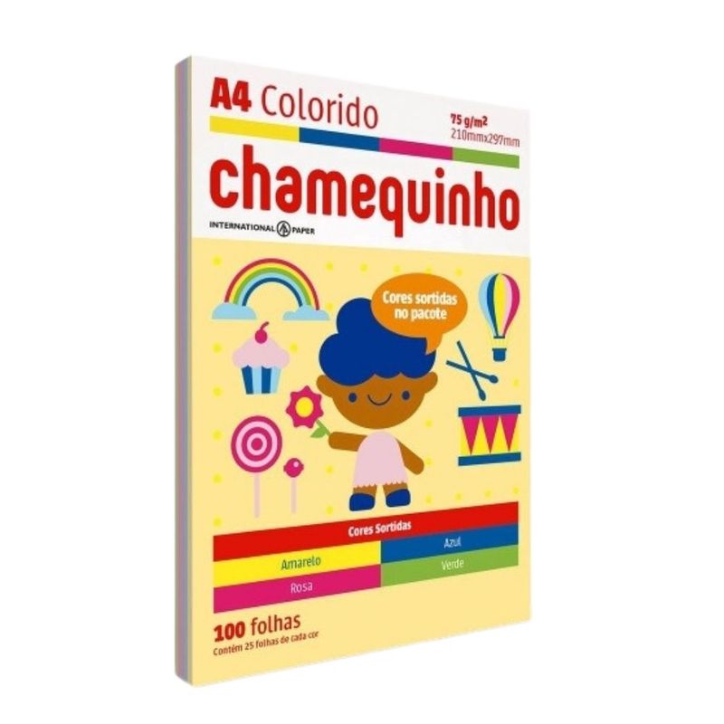 Papel Sulfite A4 75g com 100 Folhas Colorido-1757093368112