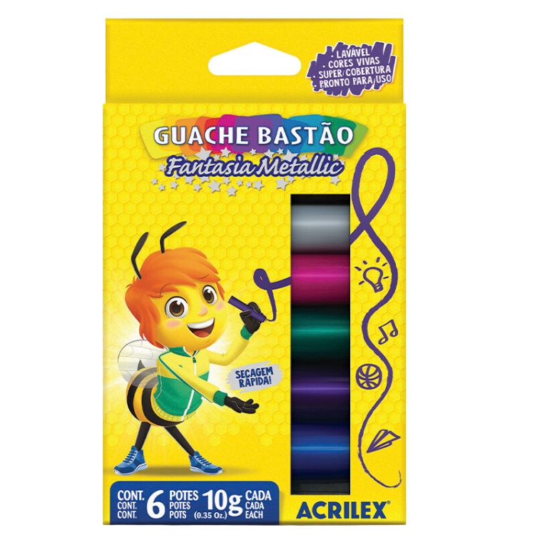 Tinta Guache Bastão 6 Cores - Acrilex-1758544999248