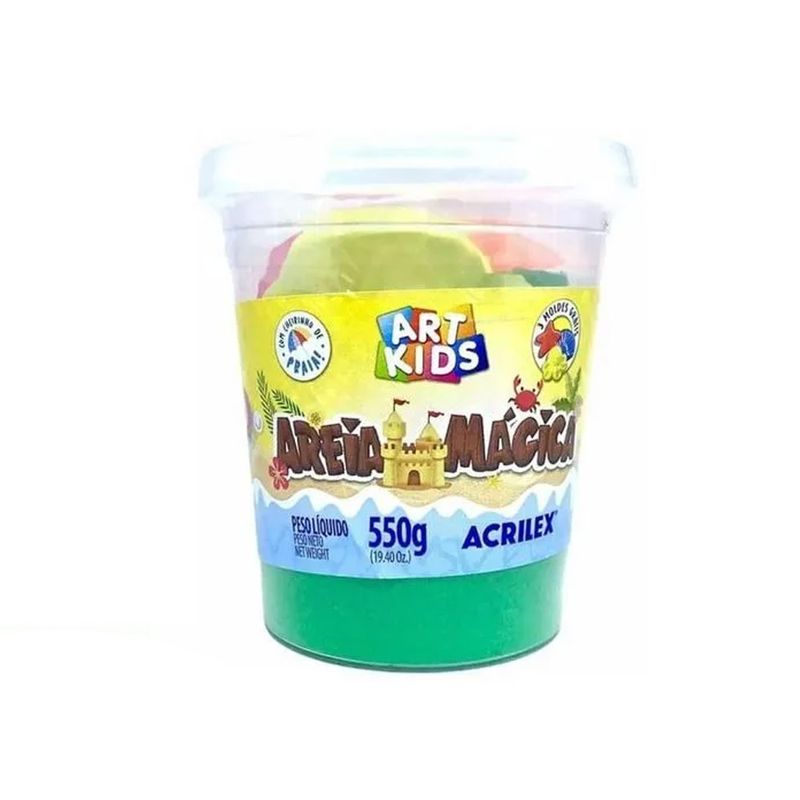 Massa de Areia Mágica Acrilex 550g Verde-1758740665516