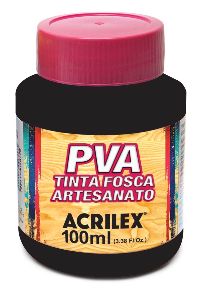 Tinta PVA Acrilex 100ml Preta-1758740746339