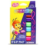 Tinta Guache Bastão 6 Cores Neon - Acrilex-1759325533277