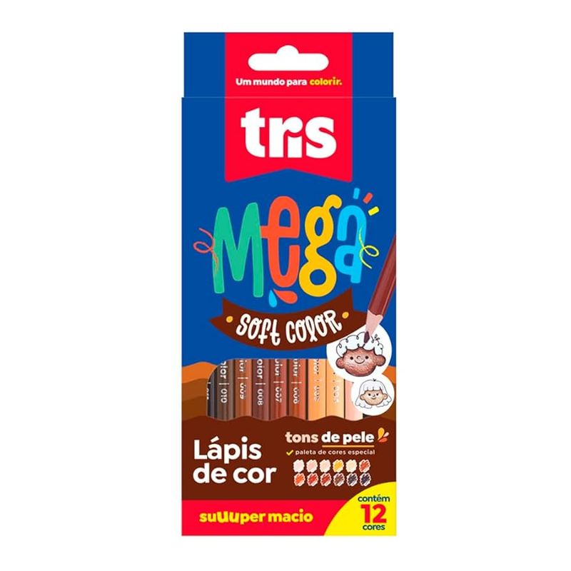 Lápis de Cor Triângular Mega Soft Tons de Pele 12 Cores-1760531386784